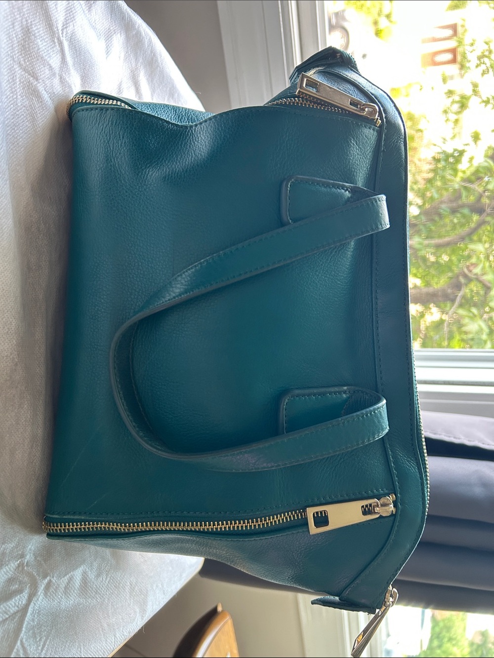 Audrey Brooke Teal Leather Tote Bag - Stylish Everyday Women’s Handbag